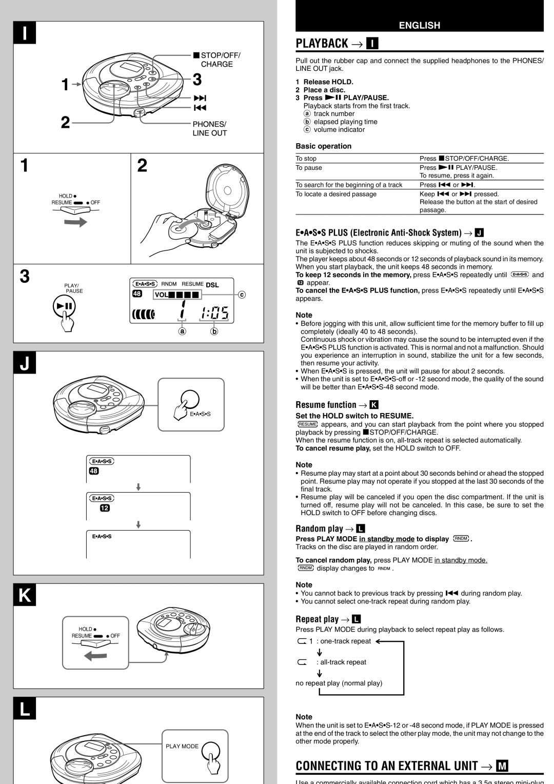 Aiwa XP-SP911, XP-SP910 manual Playback →, Connecting to AN External Unit → M 