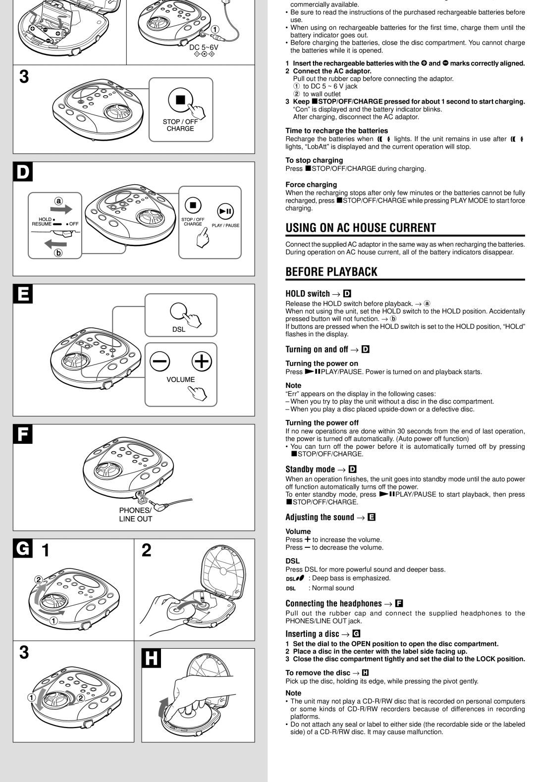 Aiwa XP-SP921, XP-SP920 operating instructions Using on AC House Current, Before Playback 