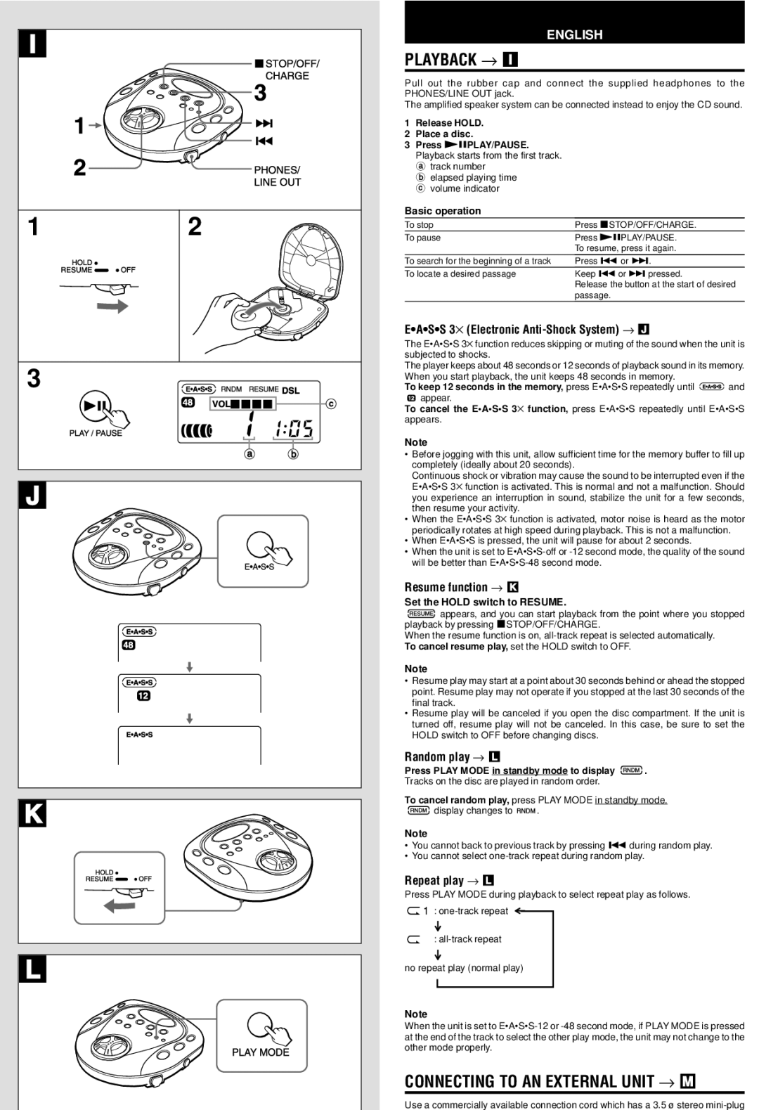 Aiwa XP-SP920, XP-SP921 operating instructions Playback →, Connecting to AN External Unit → M 