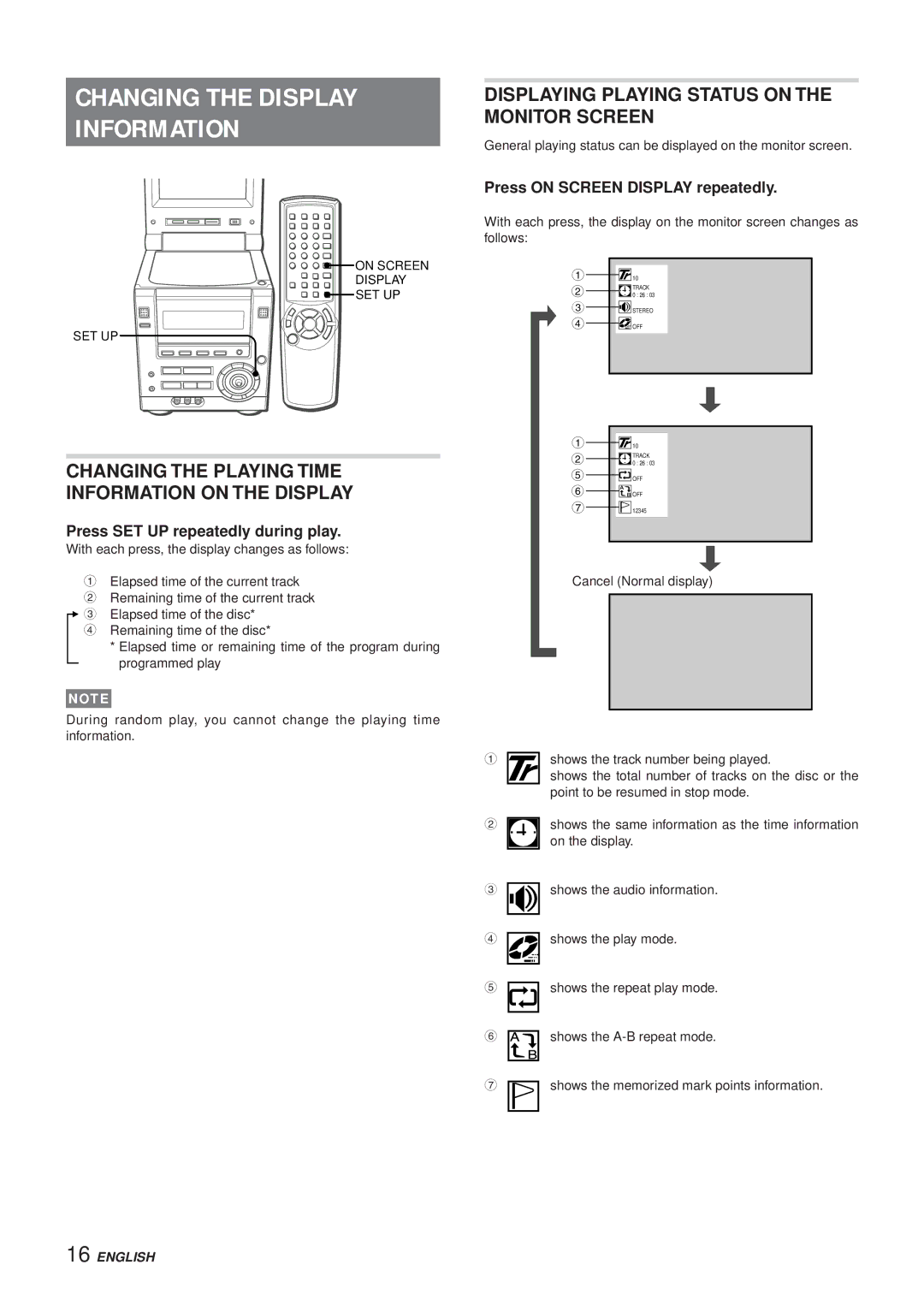 Aiwa XR-DV3M operating instructions Changing the Display Information, Changing the Playing Time Information on the Display 