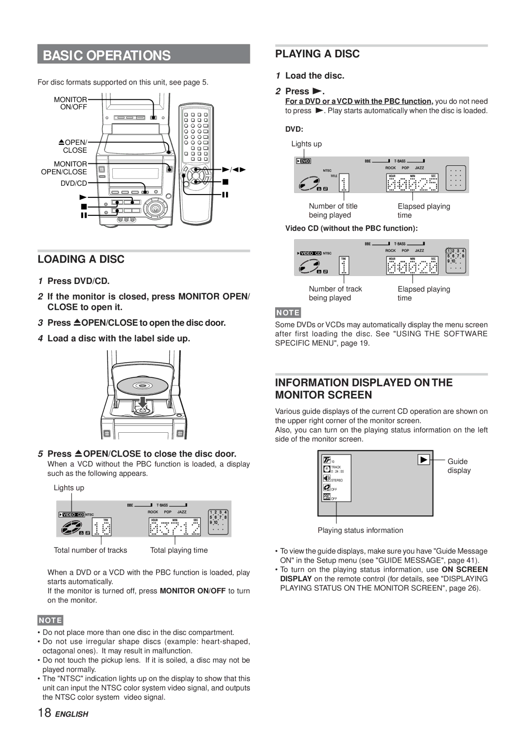 Aiwa XR-DV3M operating instructions Dvd, Video CD without the PBC function 