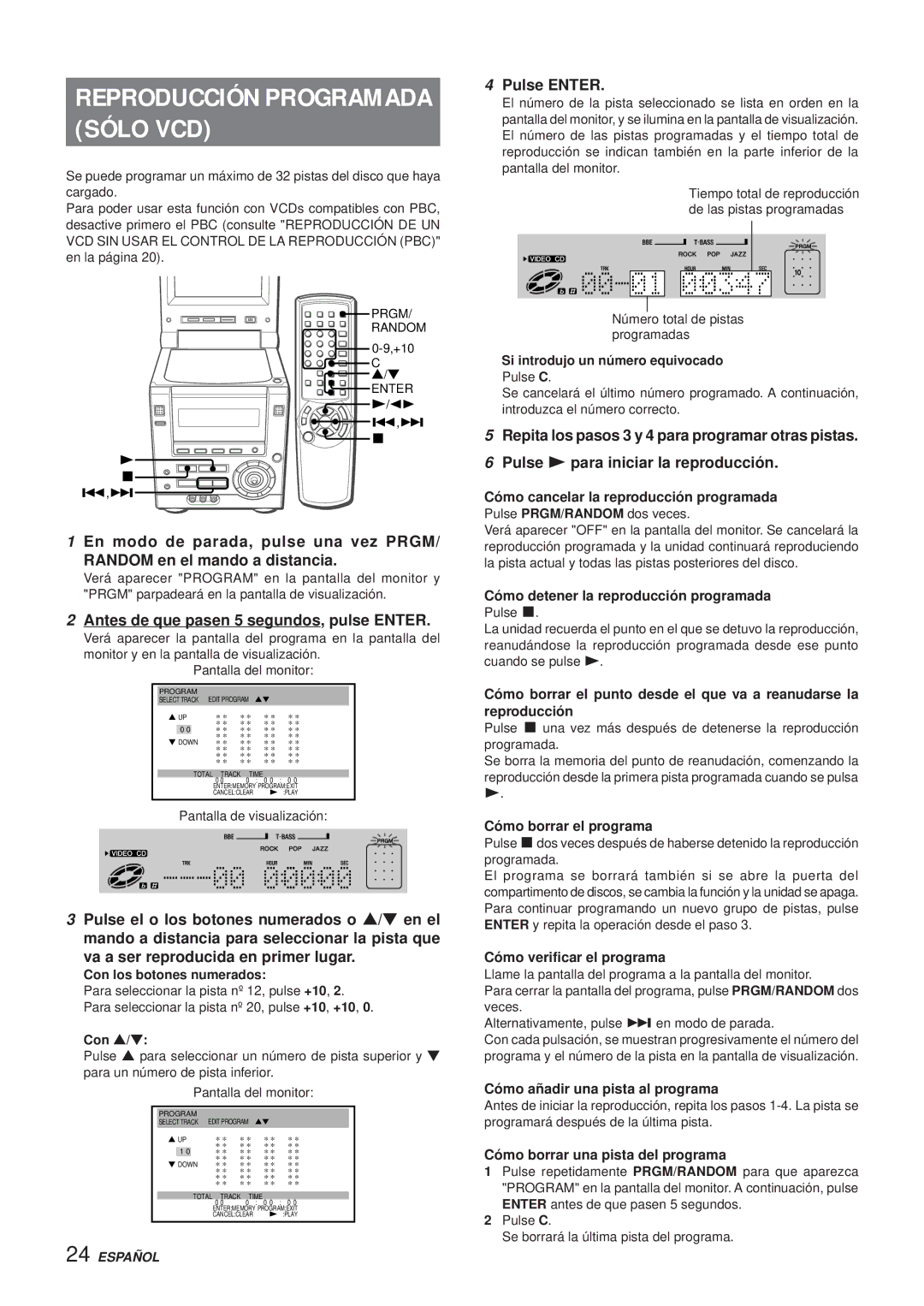 Aiwa XR-DV3M operating instructions Sólo VCD, Antes de que pasen 5 segundos, pulse Enter 