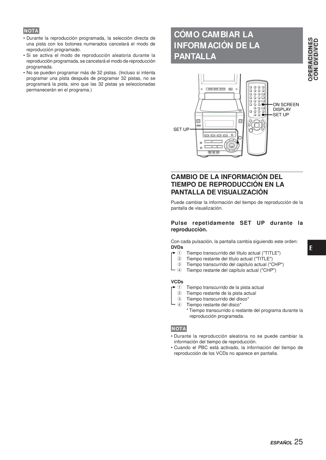 Aiwa XR-DV3M operating instructions Cómo Cambiar LA, Pantalla 