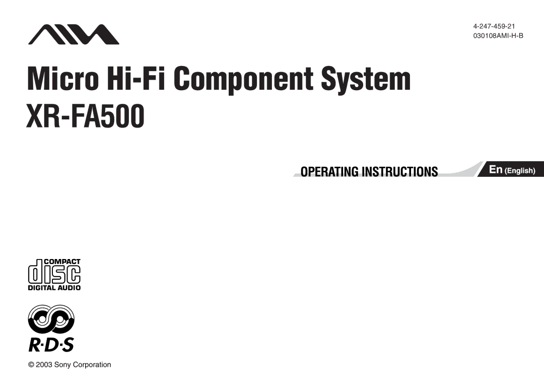 Aiwa manual Micro Hi-Fi Component System XR-FA500 