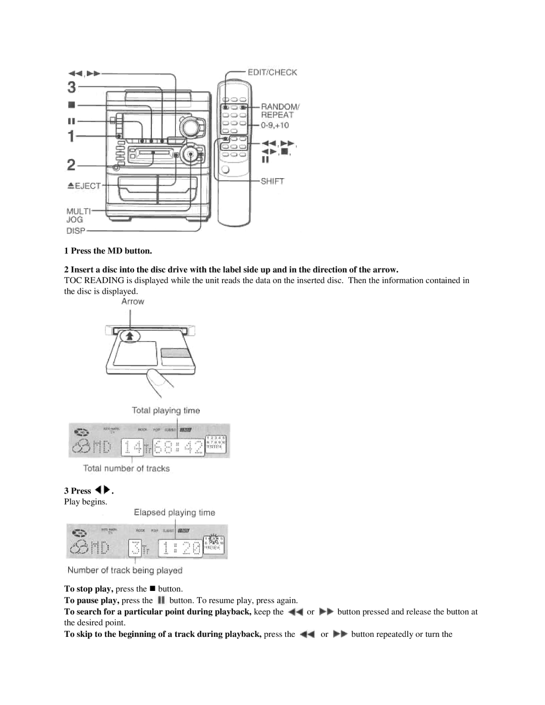 Aiwa XR-H33MD user service Press 