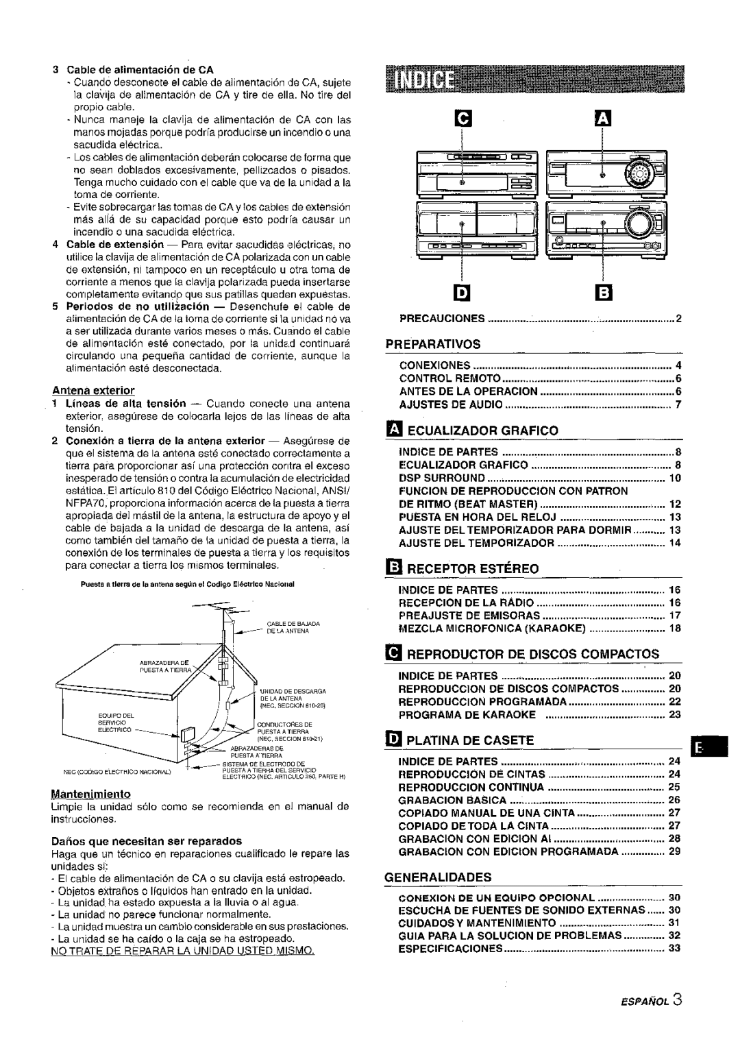 Aiwa XR-M1000 Prieparativos, Ecualizador Grafico, Receptor Estereo, Reproductor DE Discos Compactos, Platina DE Casete 