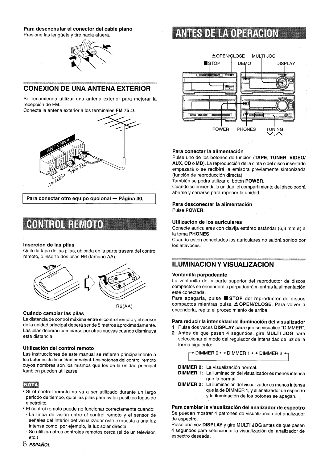 Aiwa XR-M1000 manual Conexion DE UNA Antena Exterior 