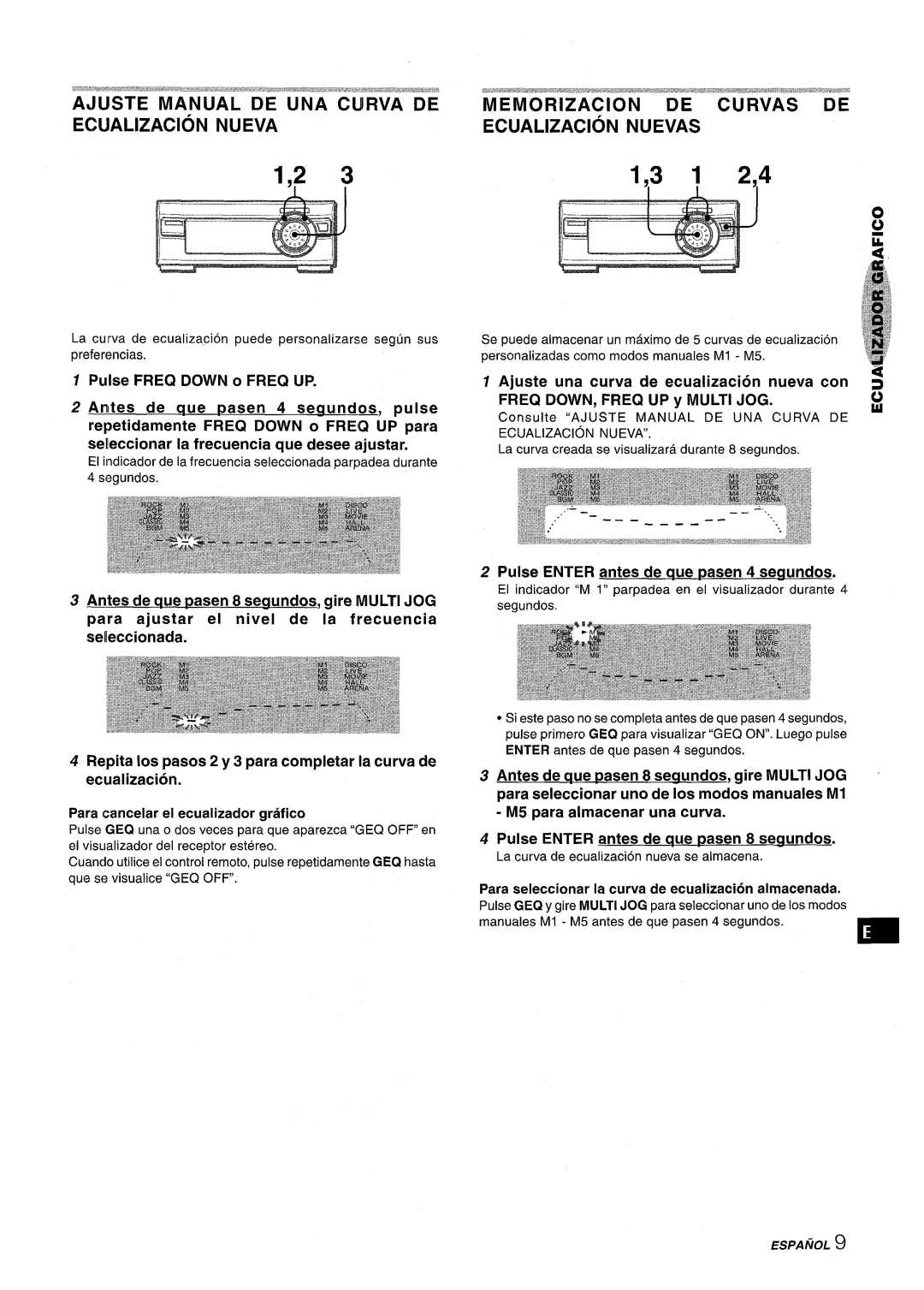 Aiwa XR-M1000 manual Memorization DE Curvas DE Ecualizacion Nuevas, Pulse Enter antes de que pasen 4 seaundos 