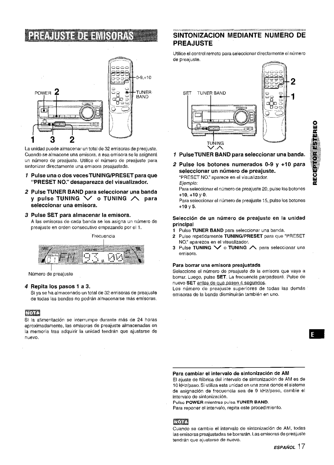 Aiwa XR-M1000 manual Repita Ios pasos 1 a, De preajuste, PRESETNO. aparece en el visualizador 