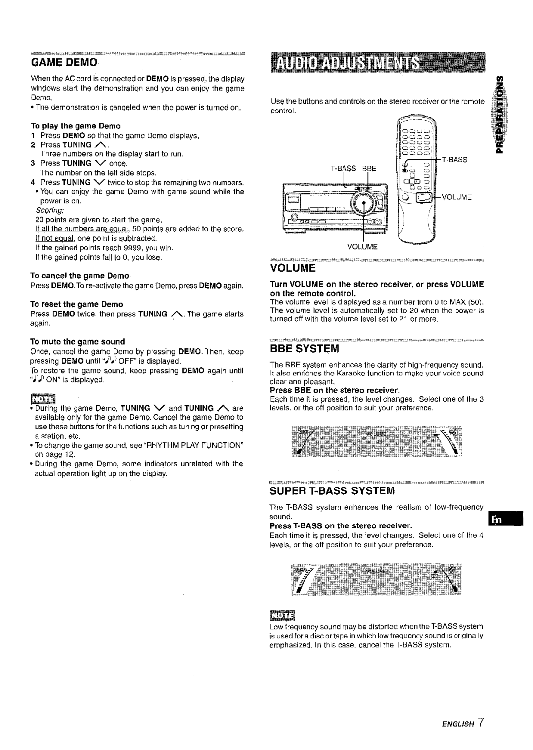 Aiwa XR-M1000 manual Volume, BBE System 