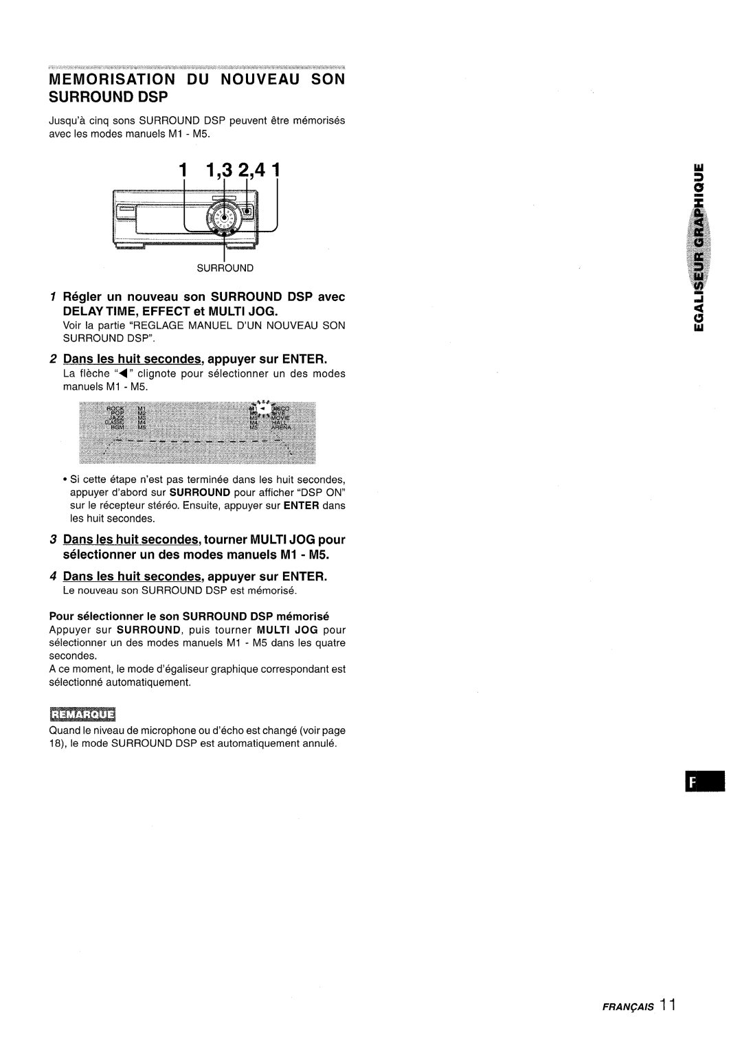 Aiwa XR-M1000 manual Memorisation DU Nouveau SON Surround DSP 