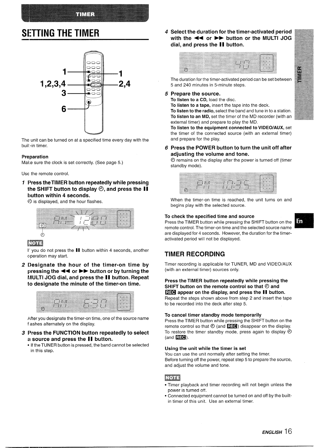 Aiwa XR-M35 manual Setting the Timer, Timer Recording, Prepare the source 