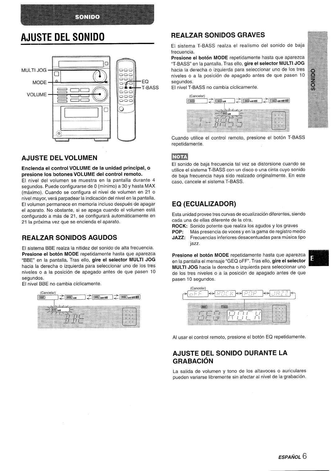 Aiwa XR-M35 manual Ajuste DEL Sonido 