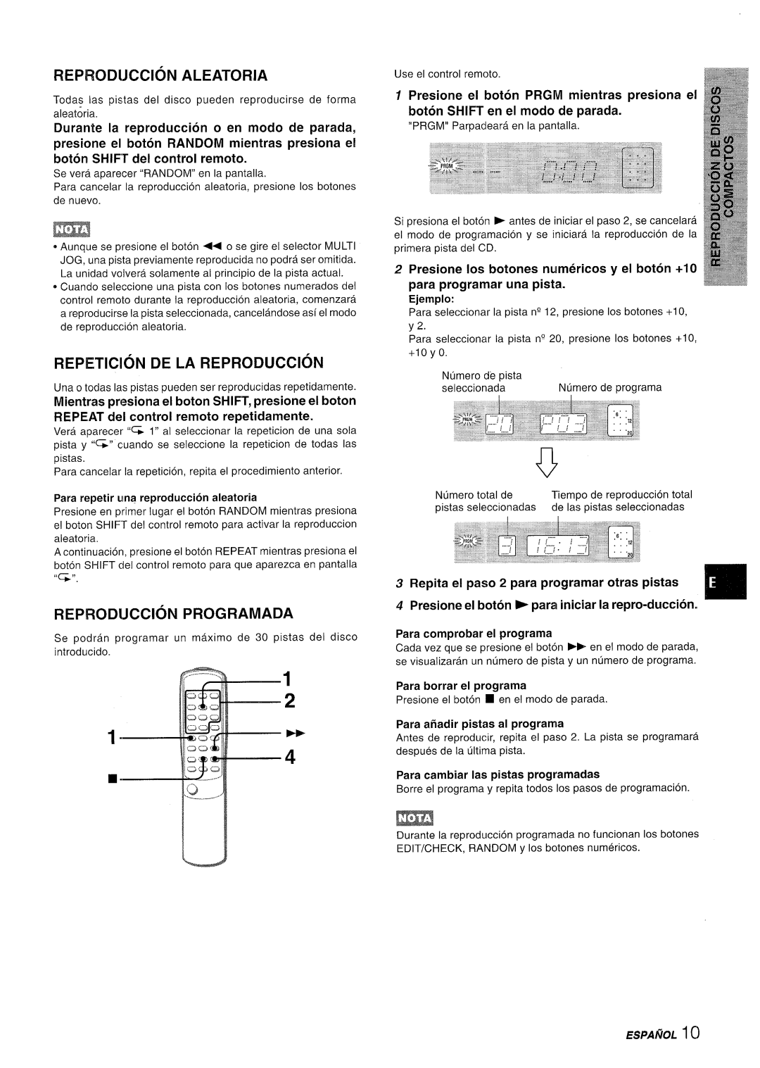 Aiwa XR-M35 manual Reprodijccion Aleatoria, Repetition DE LA REPRODUCC16N, REPROD!JCCION Programada, En modo de 