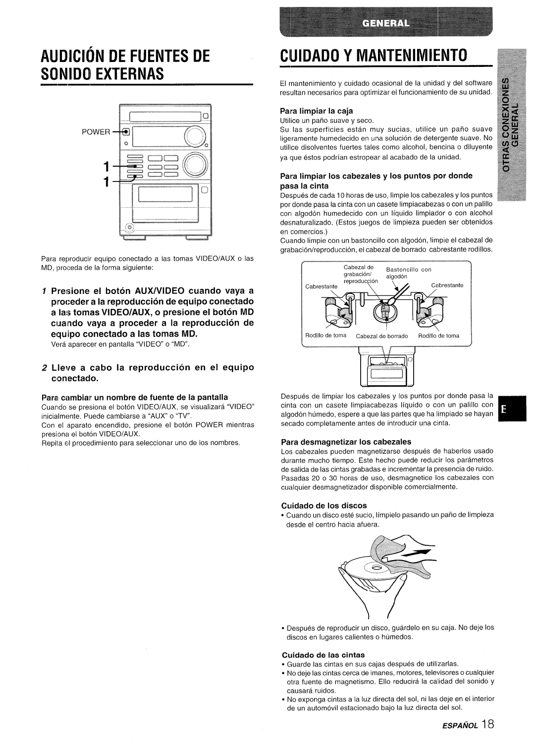 Aiwa XR-M35 manual ~CIUIDADO.Y Mantenimiento 