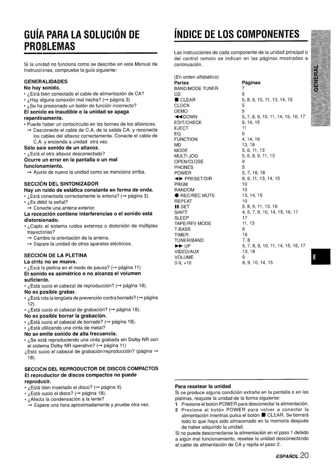 Aiwa XR-M35 manual Problemas 