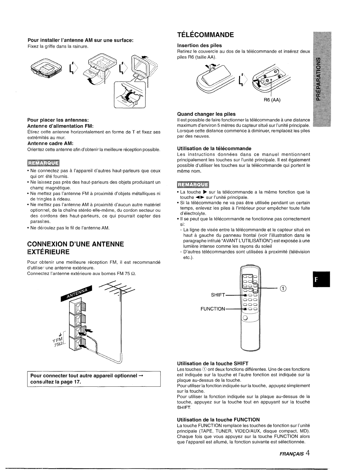 Aiwa XR-M35 manual CONNEX1ON D’UNE Antenne EX@RIEIJRE 