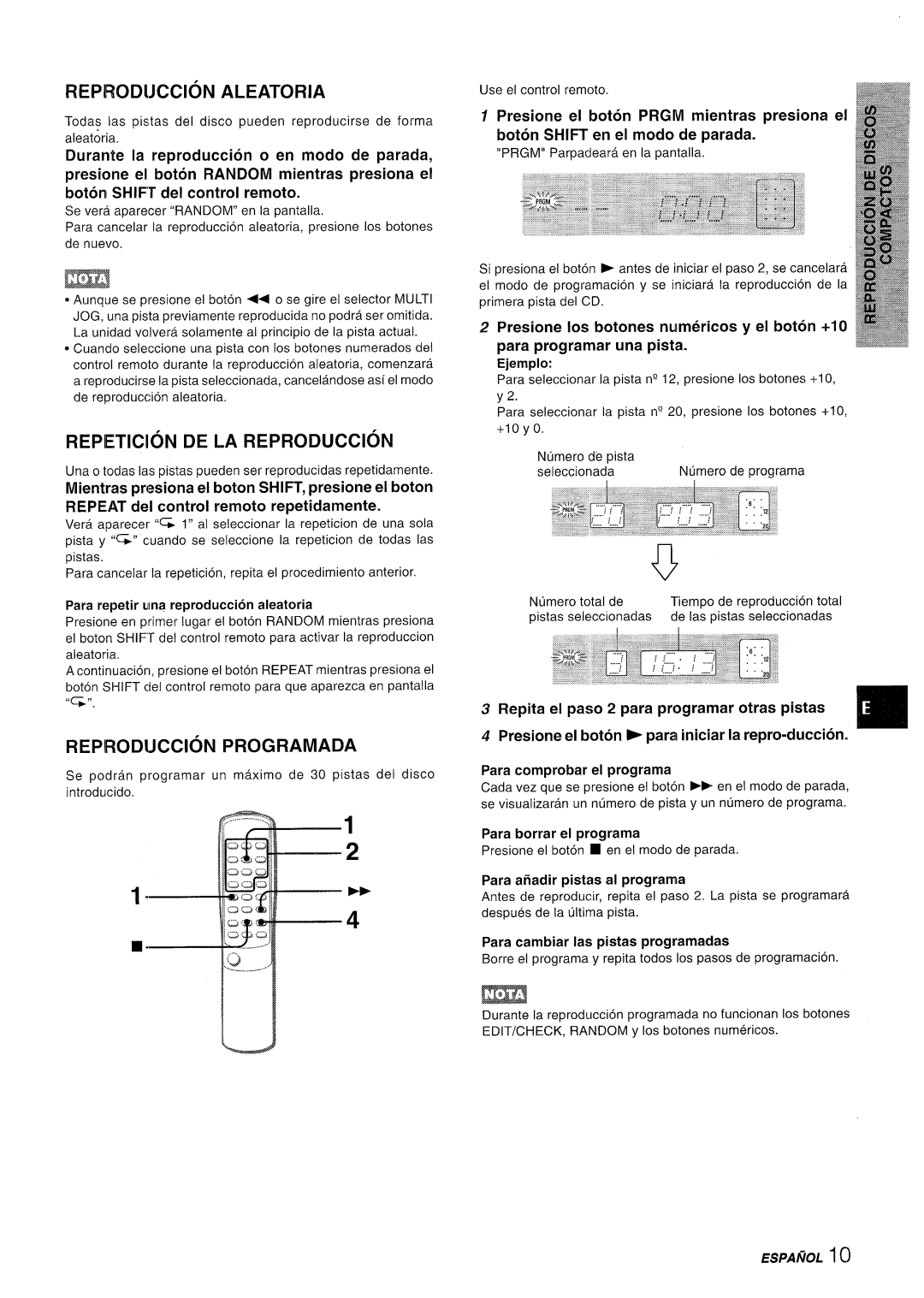 Aiwa XR-M35 manual Reprodijccion Aleatoria, REPETITION DE LA REPRODUCC16N, Reprod!Jccion Programada, en modo de 