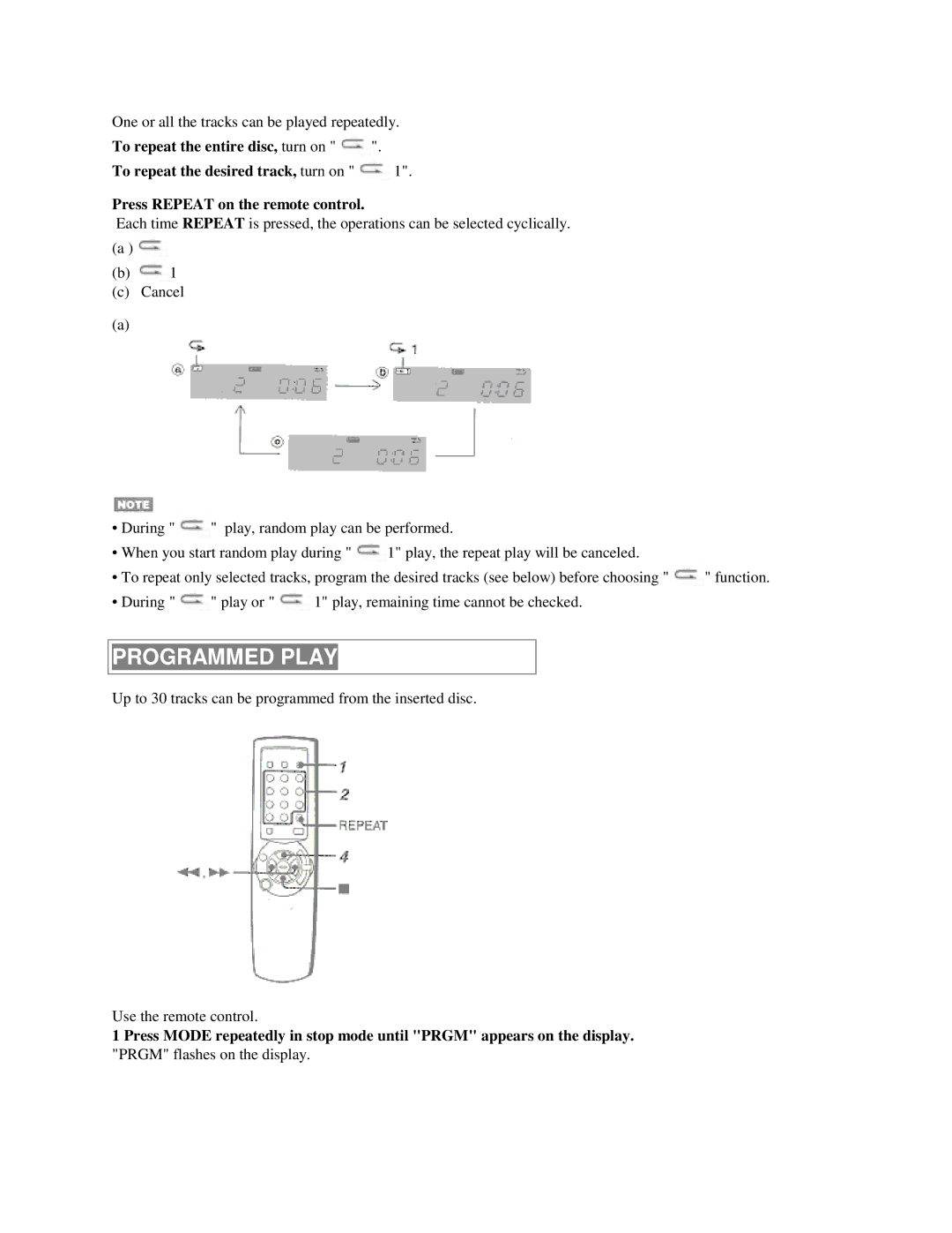 Aiwa XR-M55 operating instructions Programmed Play 