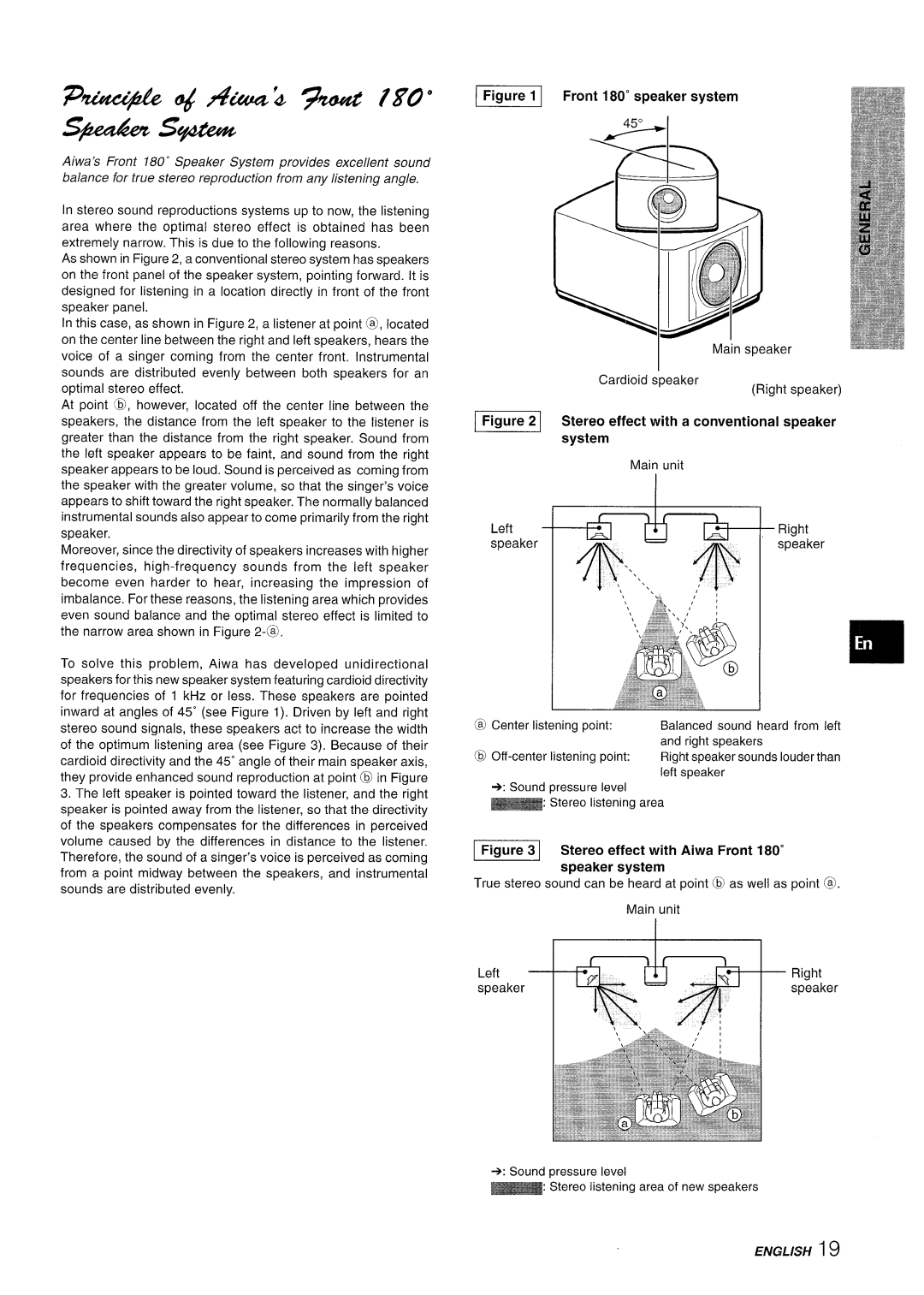 Aiwa XR-M70 manual EiiE!l Front 180 speaker system, Stereo effect with Aiwa Front, Speaker system 