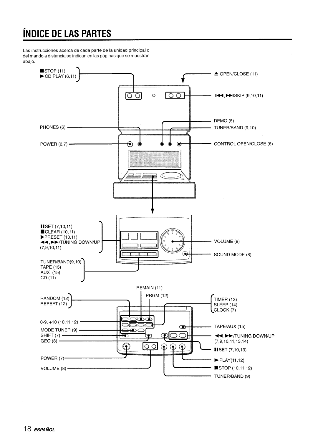 Aiwa XR-M70 manual ~ Open/Close, TUNER/BAND 9,10 Control OPEN/CLOSE, Volume 44, FHTUN1NG, Sound, Tuner/Band 