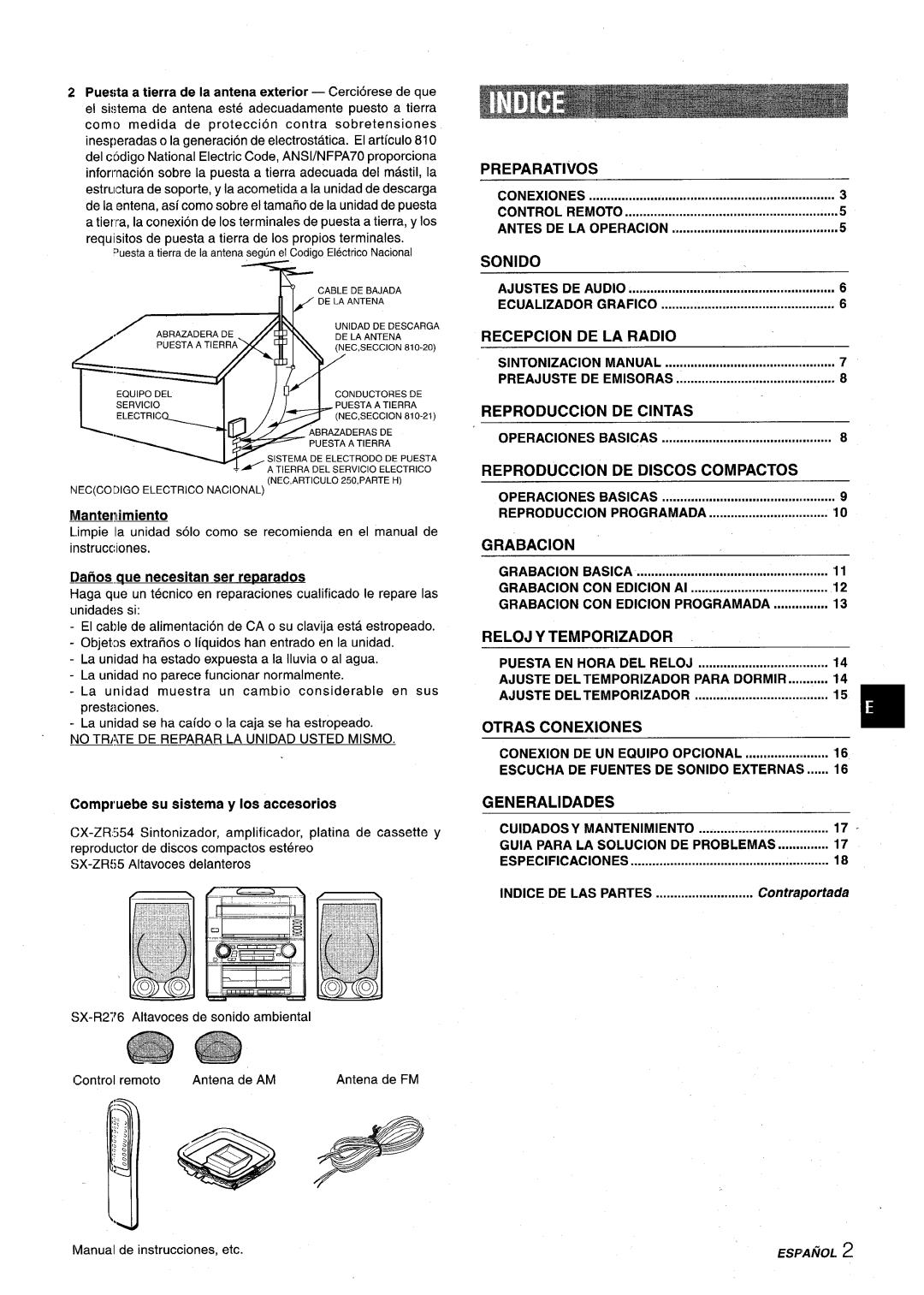 Aiwa XR-M75 manual Preparatives, Sonido, Recepcion DE LA Radio, Reproduction DE Cintas, Reproduction DE Discos Compactos 