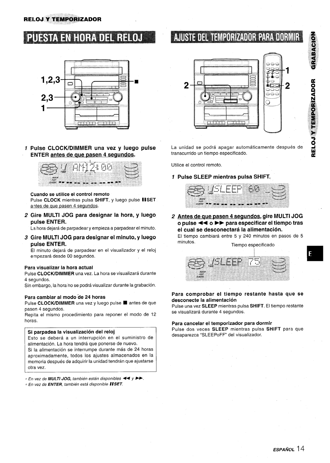 Aiwa XR-M75 Pulse Clocwdimmer una Vez y Iuego pulse, Antes de aue oasen Seuundos, Cuando se utilice el control remoto 