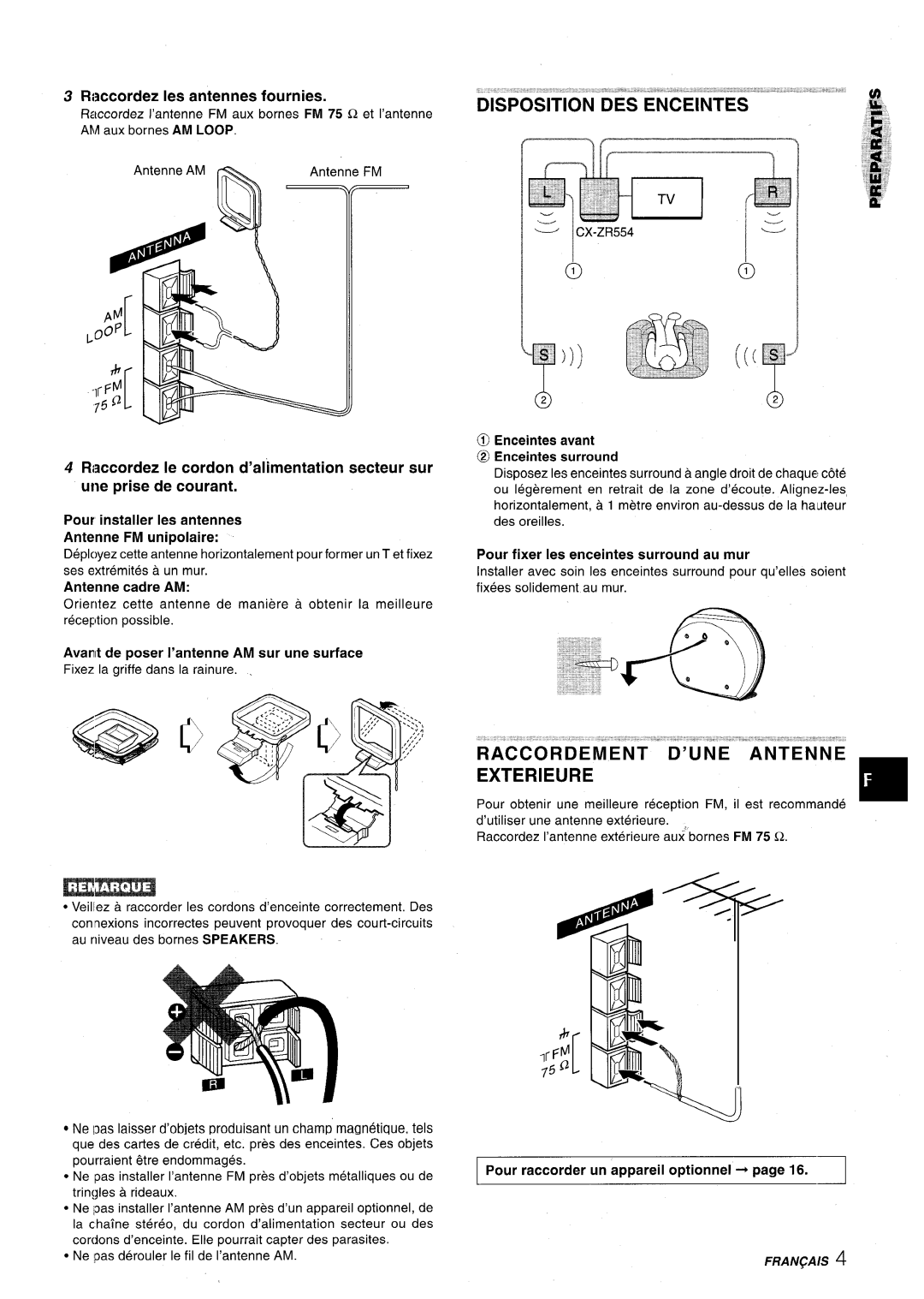 Aiwa XR-M75 manual Raccordement ’UNE Antenne Exterieure, Raccordez Ies antennes fournies 