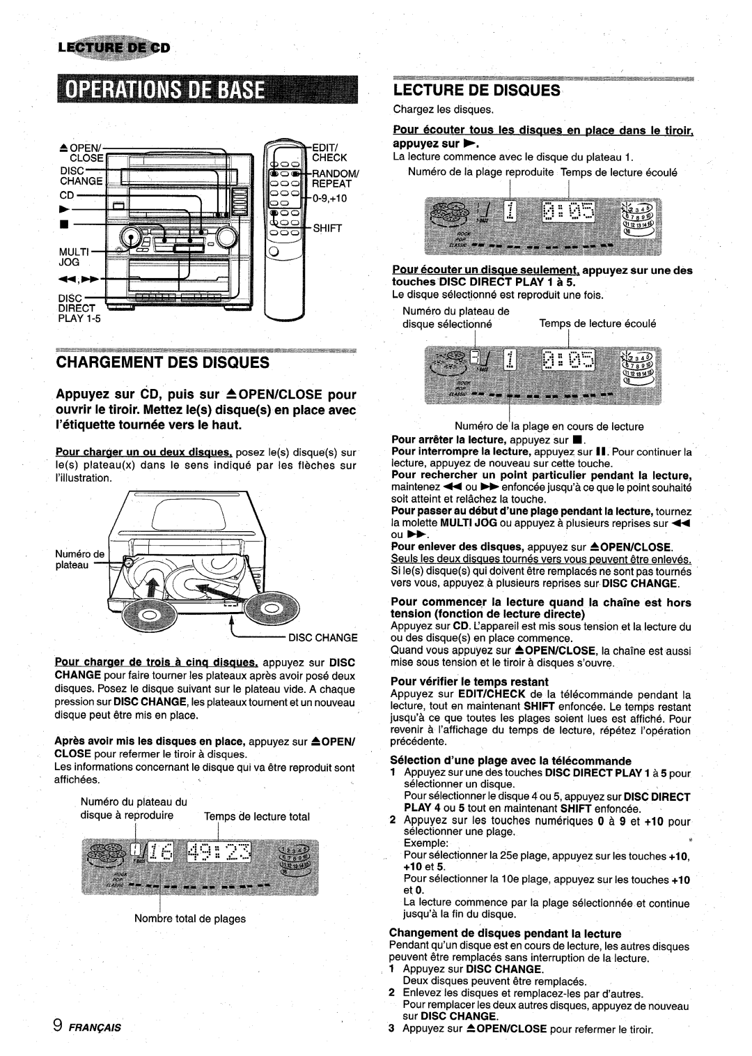 Aiwa XR-M75 manual Pour verifier Ie temps restant, Selection d’une plage avec la telecommande 