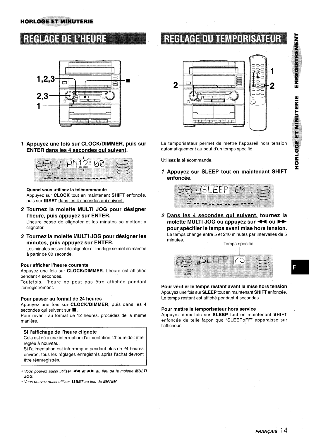 Aiwa XR-M75 manual Minutes, puis appuyez sur Enter, Pour passer au format de 24 heures 