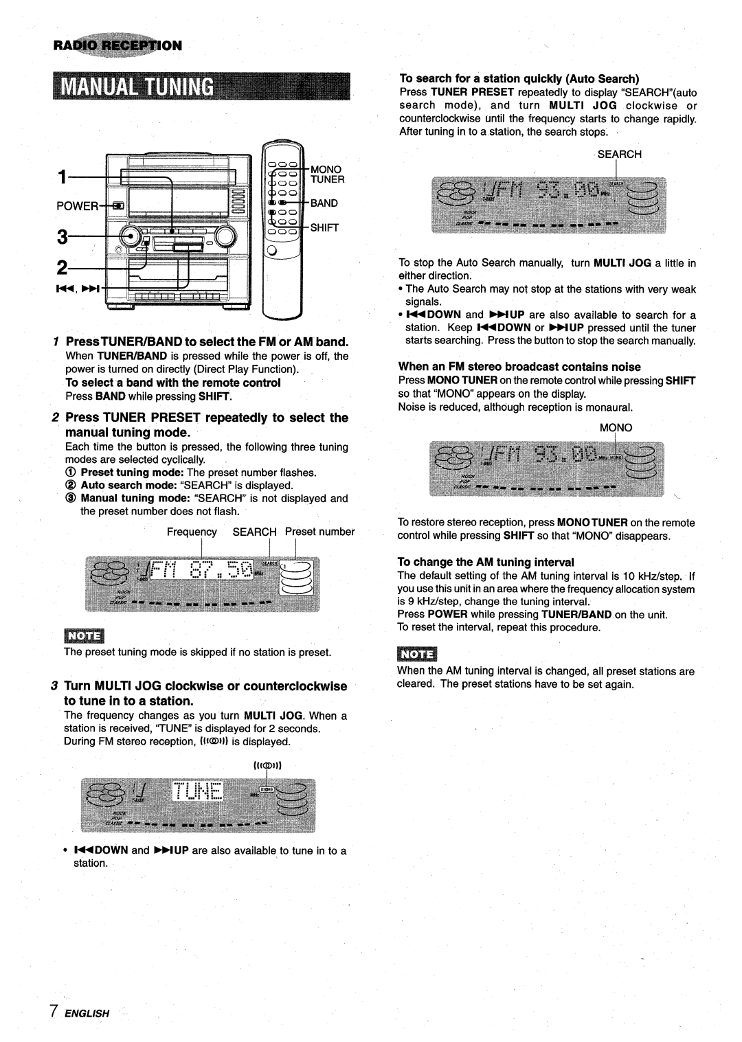 Aiwa XR-M75 manual PressTUNER/BAND to select the FM or AM band, To select a band with the remote control 