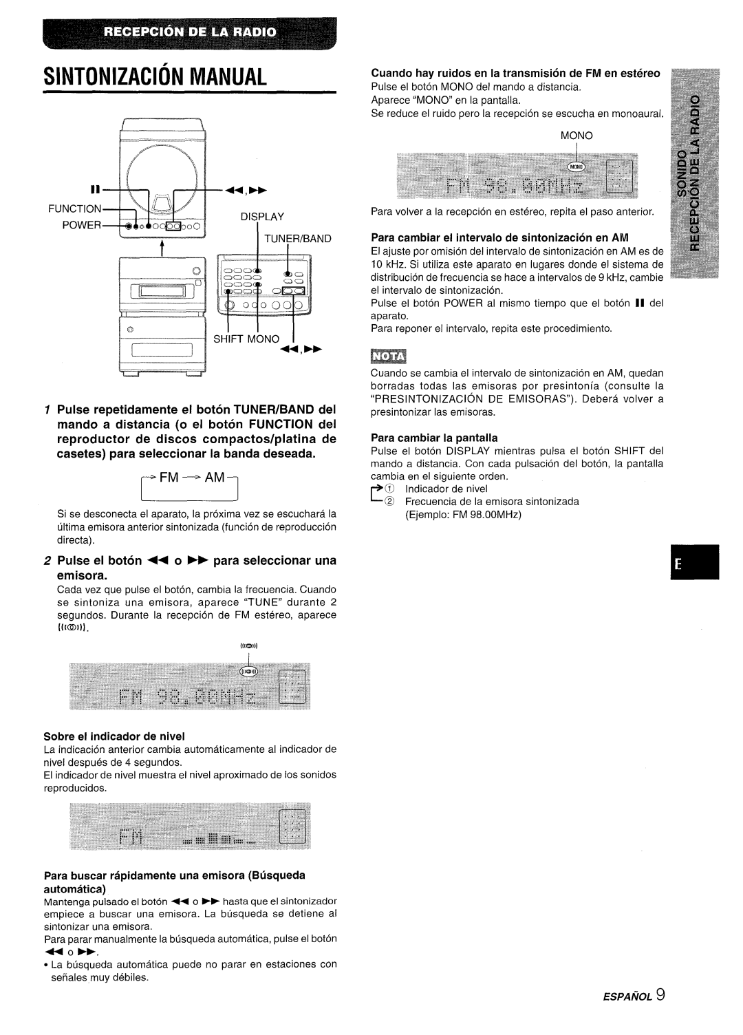 Aiwa XR-M88 manual Sintonizacion Manual, Pulse el boton ++ o * para seleccionar una emisora 