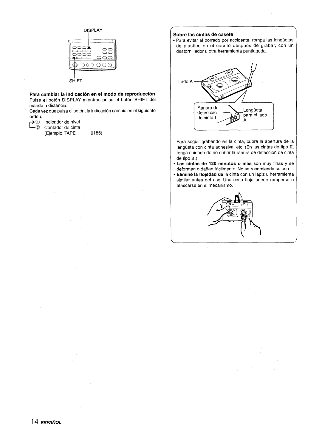 Aiwa XR-M88 manual +’ ‘ 1‘, Sobre Ias cintas de casete 