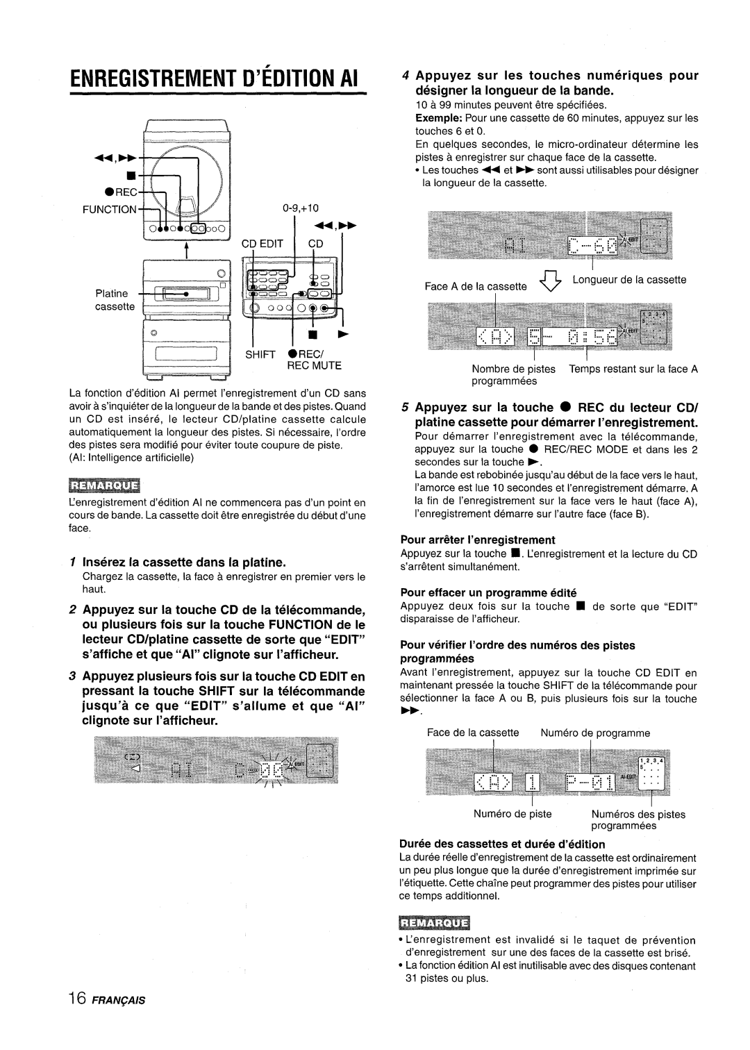 Aiwa XR-M88 manual Enregistrement D’EDITION Al, Platine I ‘ ‘%-0, Inserez la cassette clans la platine 