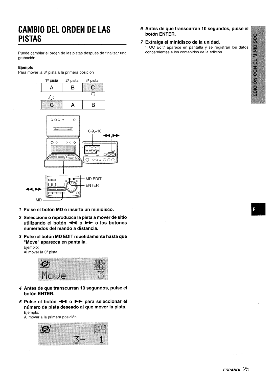 Aiwa XR-MD95 manual Cambio DEL Orden DE LAS Pistas, 0000 0 