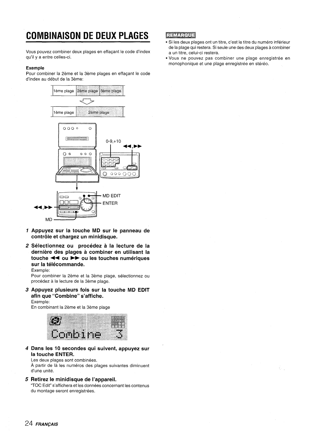 Aiwa XR-MD95 manual Coivibinaison DE Deux Plages 