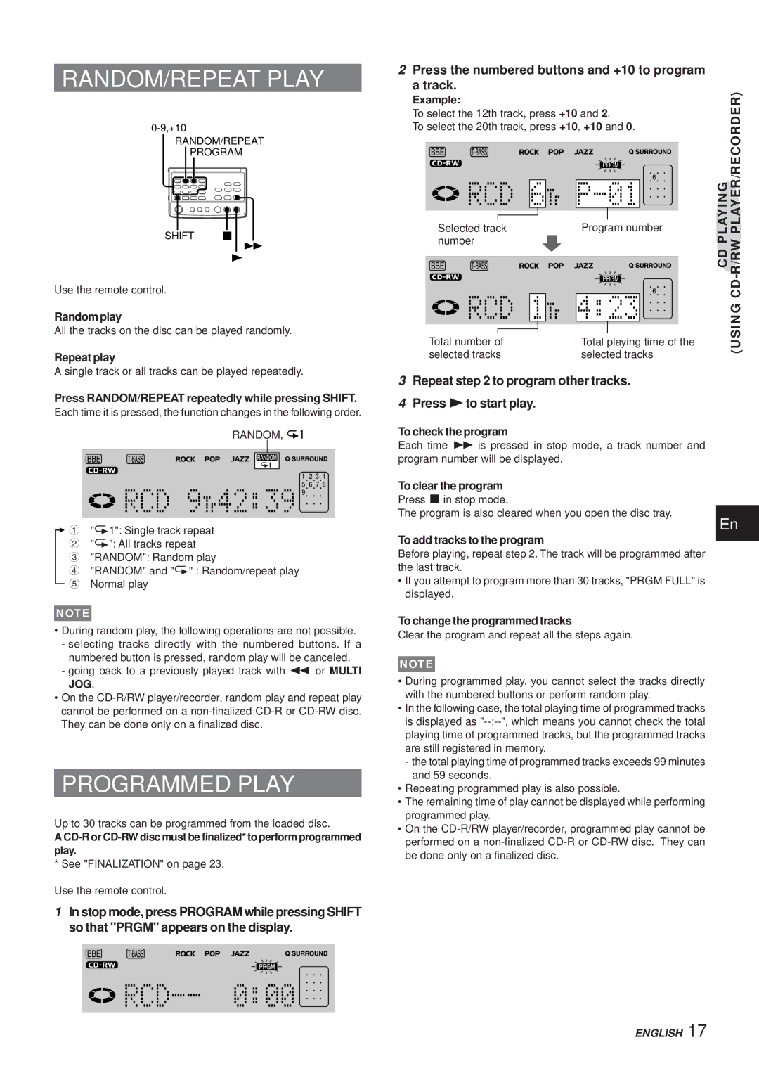 Aiwa XR-MR5 manual RANDOM/REPEAT Play, Using 