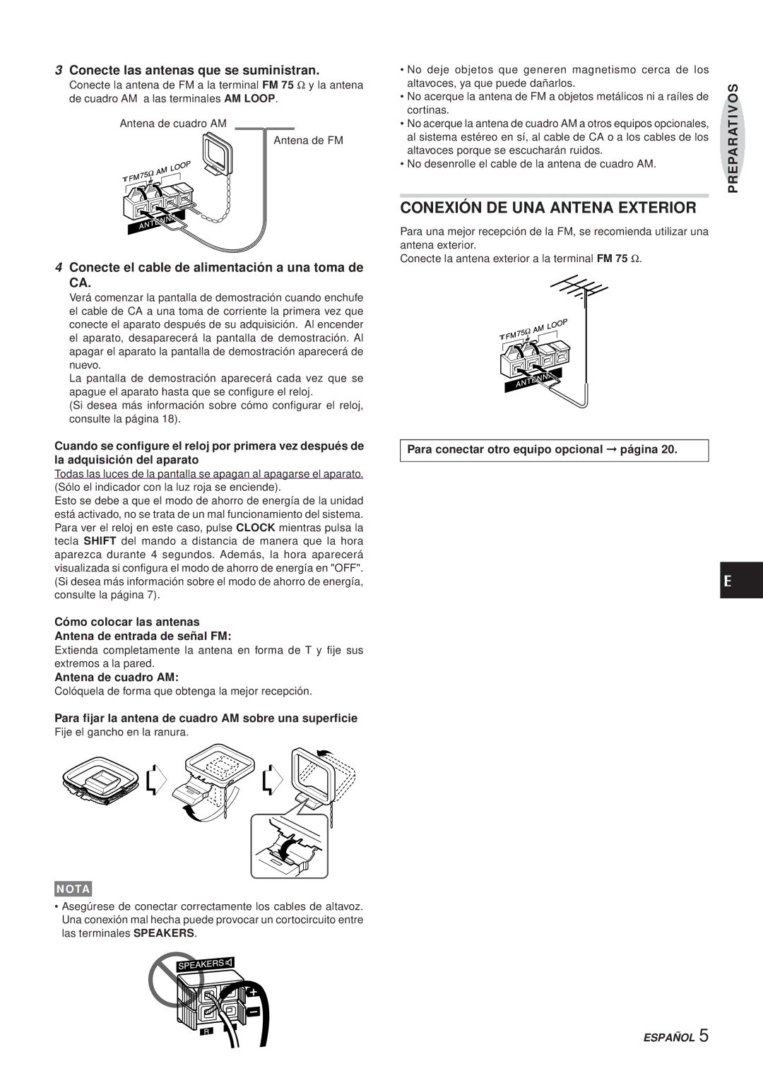 Aiwa XR-MS3 manual Conexión DE UNA Antena Exterior, Conecte las antenas que se suministran 