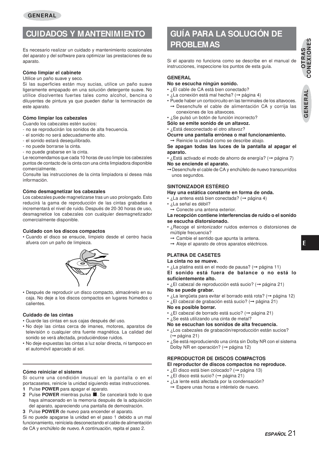 Aiwa XR-MS3 manual Problemas 