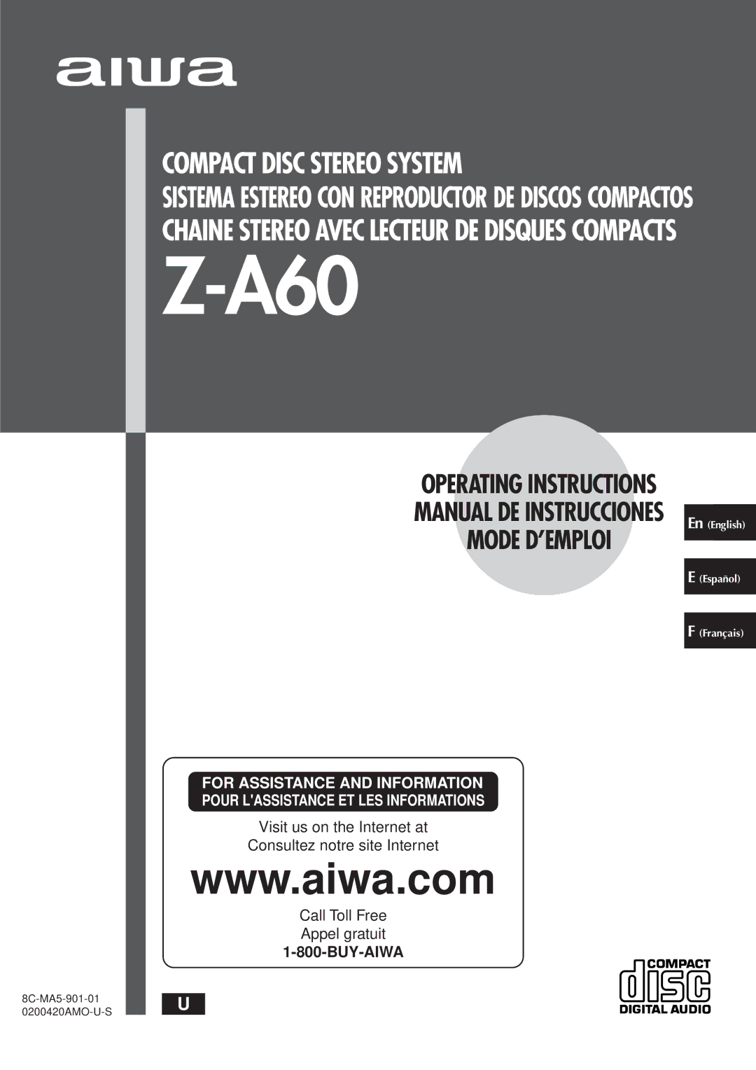 Aiwa Z-A60 operating instructions 