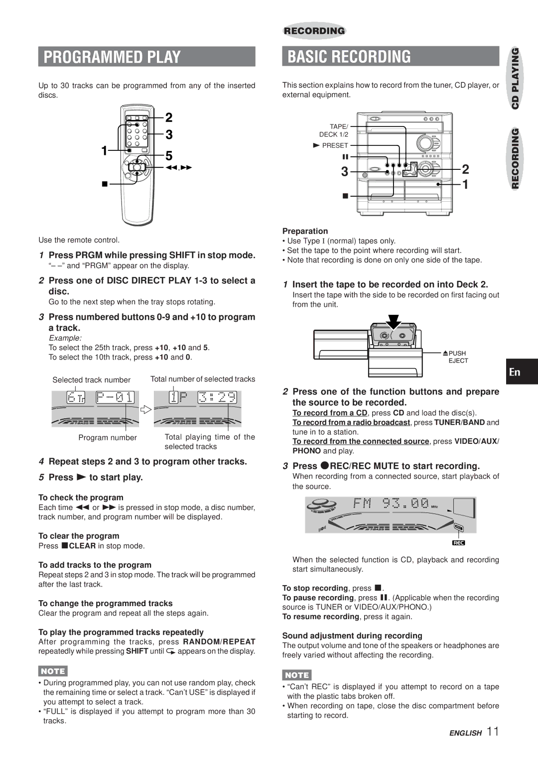 Aiwa Z-A60 operating instructions Programmed Play 