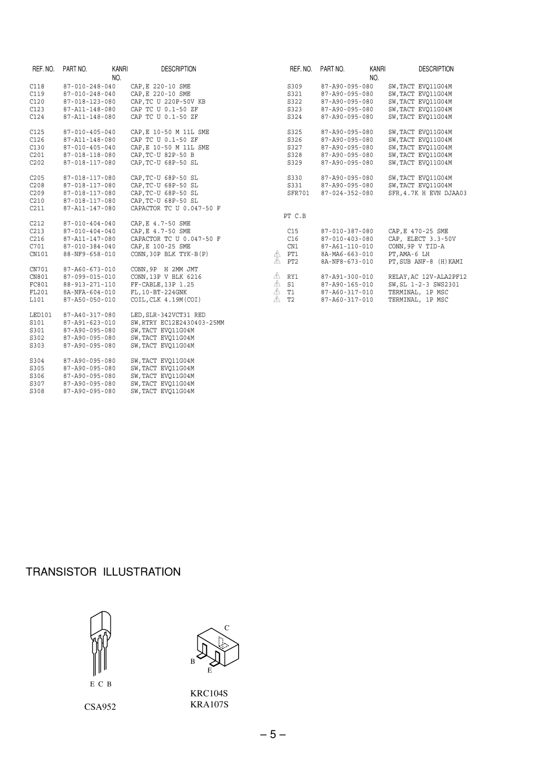 Aiwa Z-L200 service manual Transistor Illustration 