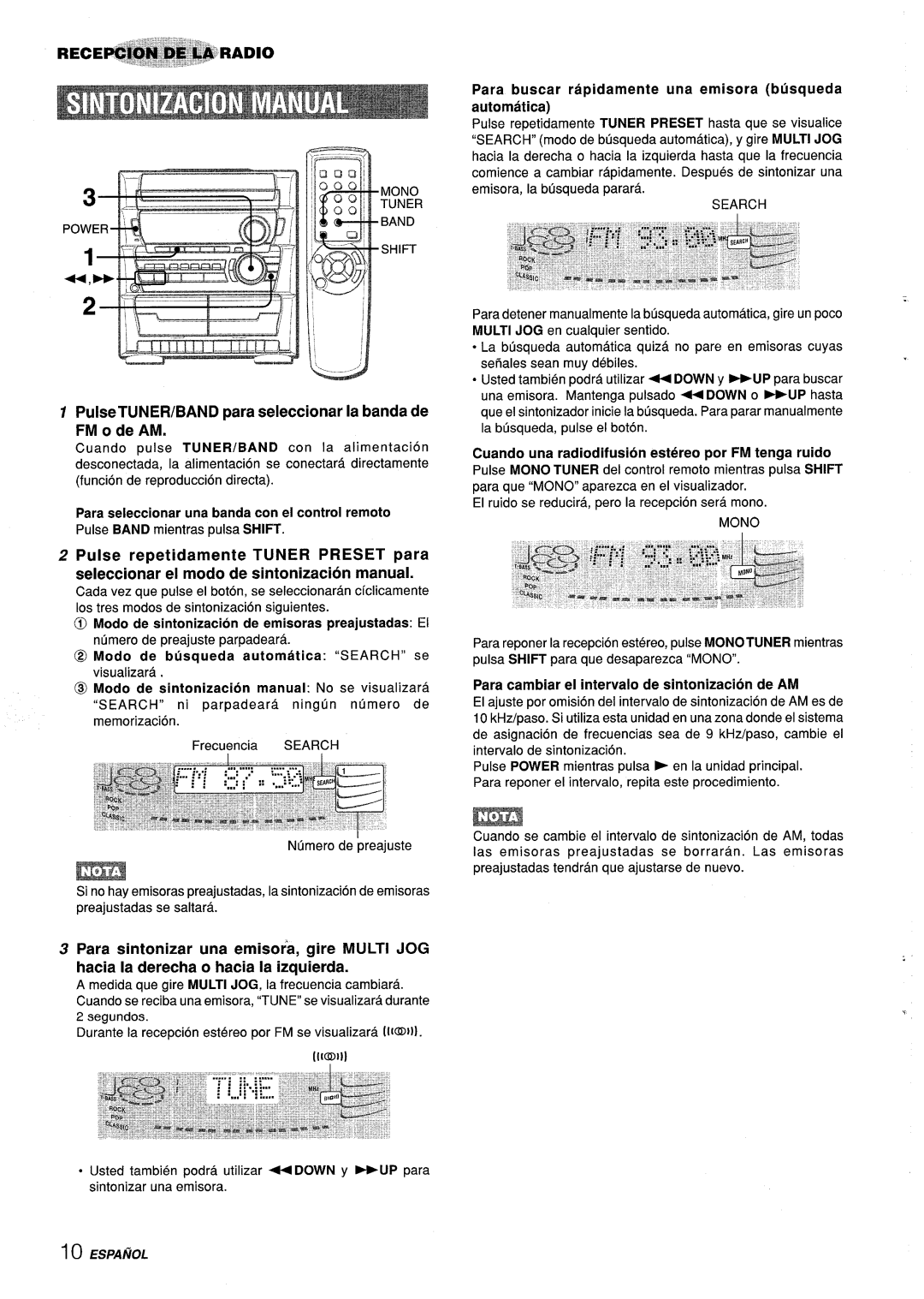 Aiwa Z-L31 manual PulseTUNER/BAND para seleccionar la banda de FM ode AM, Para seleccionar una banda con el control remoto 