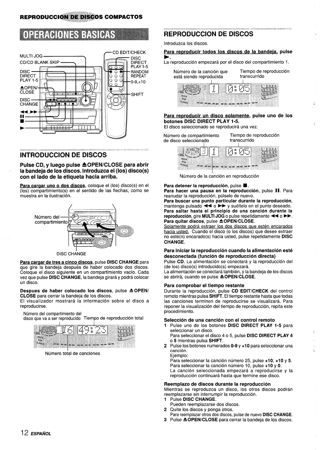 Aiwa Z-L31 manual Todos Ios discos de la bandeia, pulse, Botones Disc Direct Play 