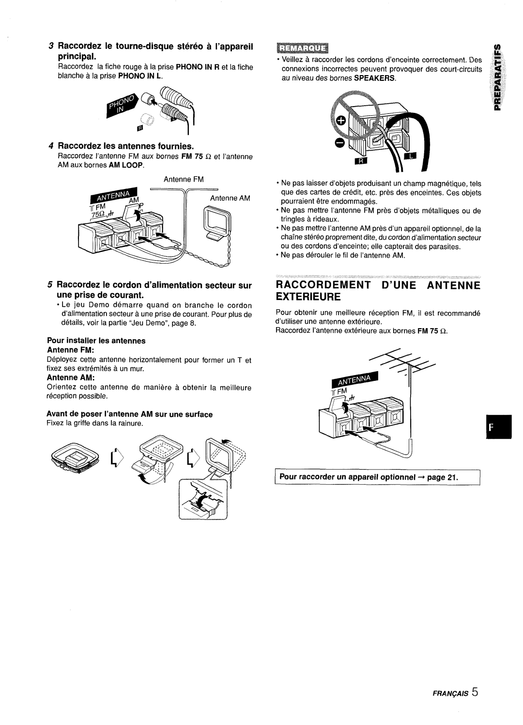 Aiwa Z-L31 manual Raccordement D’UNE Antenne Exterieure 