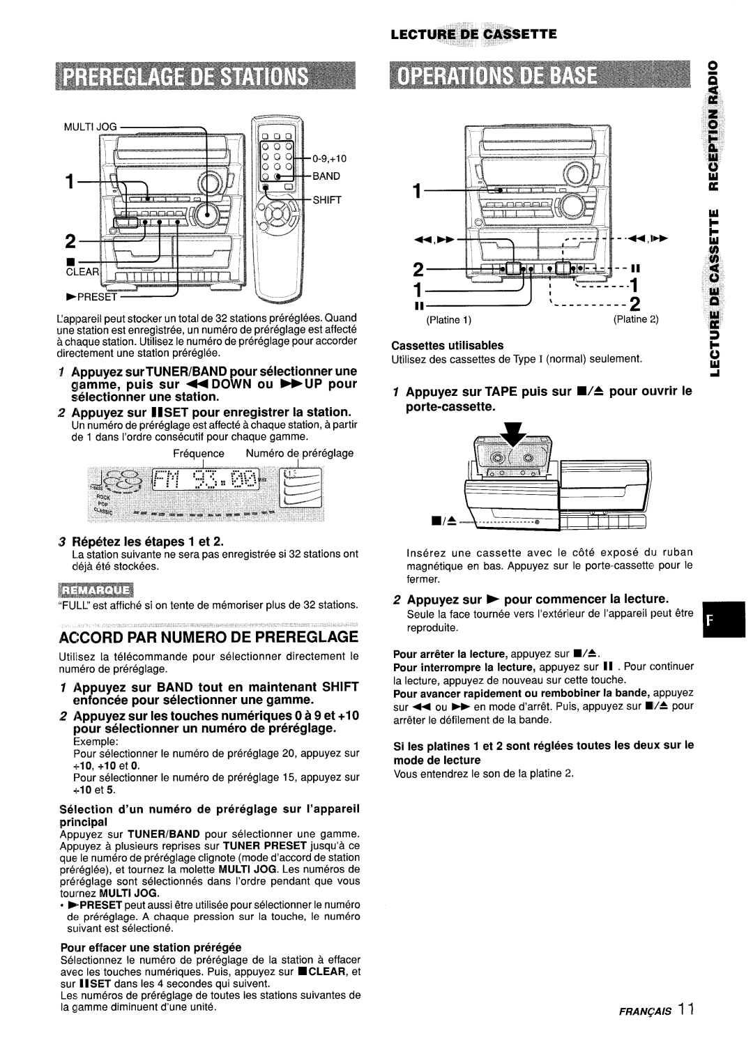 Aiwa Z-L31 manual Accord PAR Numero DE Prereglage, Rep6tez Ies etapes 1 et, Appuyez sur pour commencer la lecture 