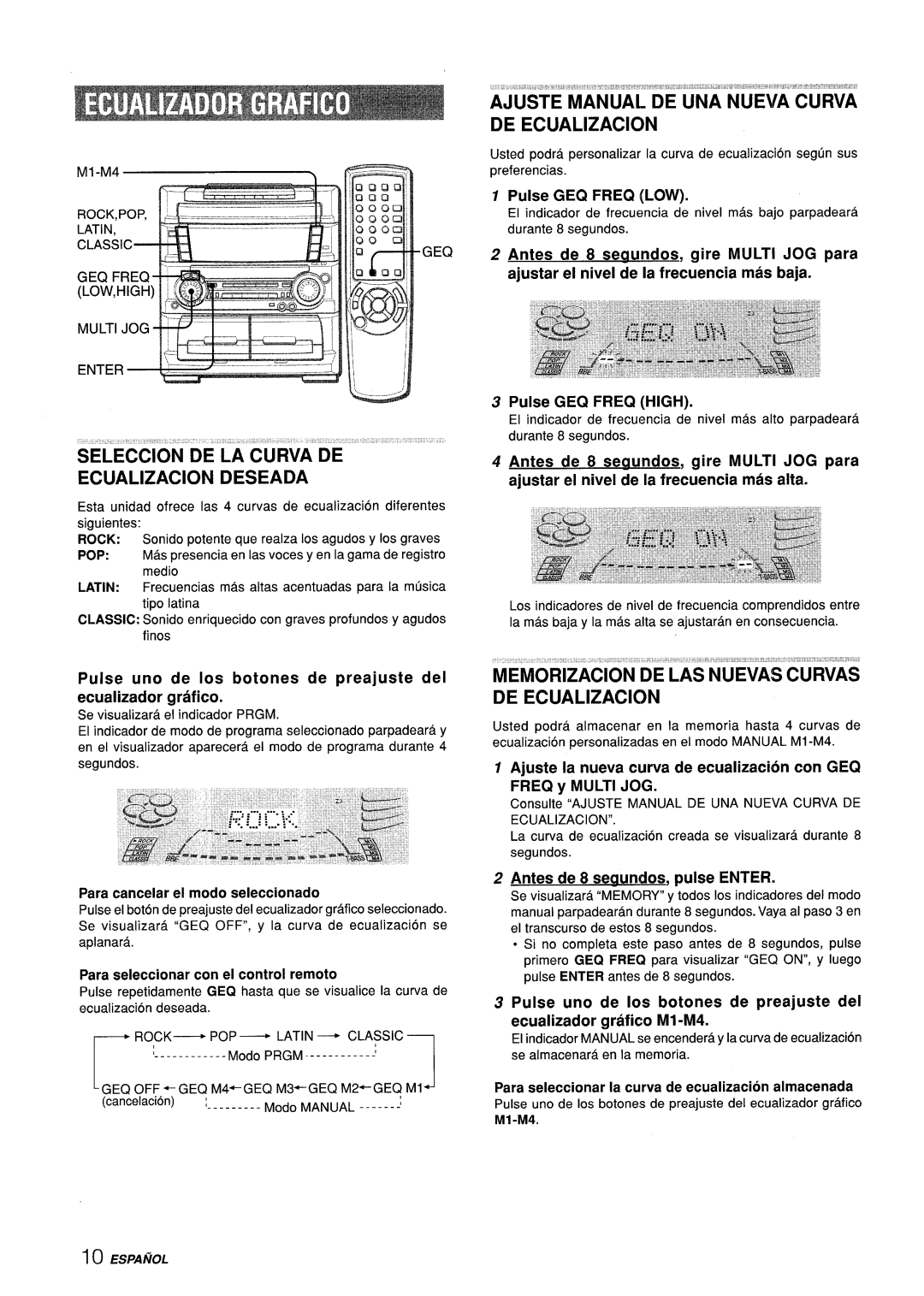 Aiwa Z-L70 manual Seleccion DE LA Curva DE Ecualizacion Deseada, DE Ecualizackn 