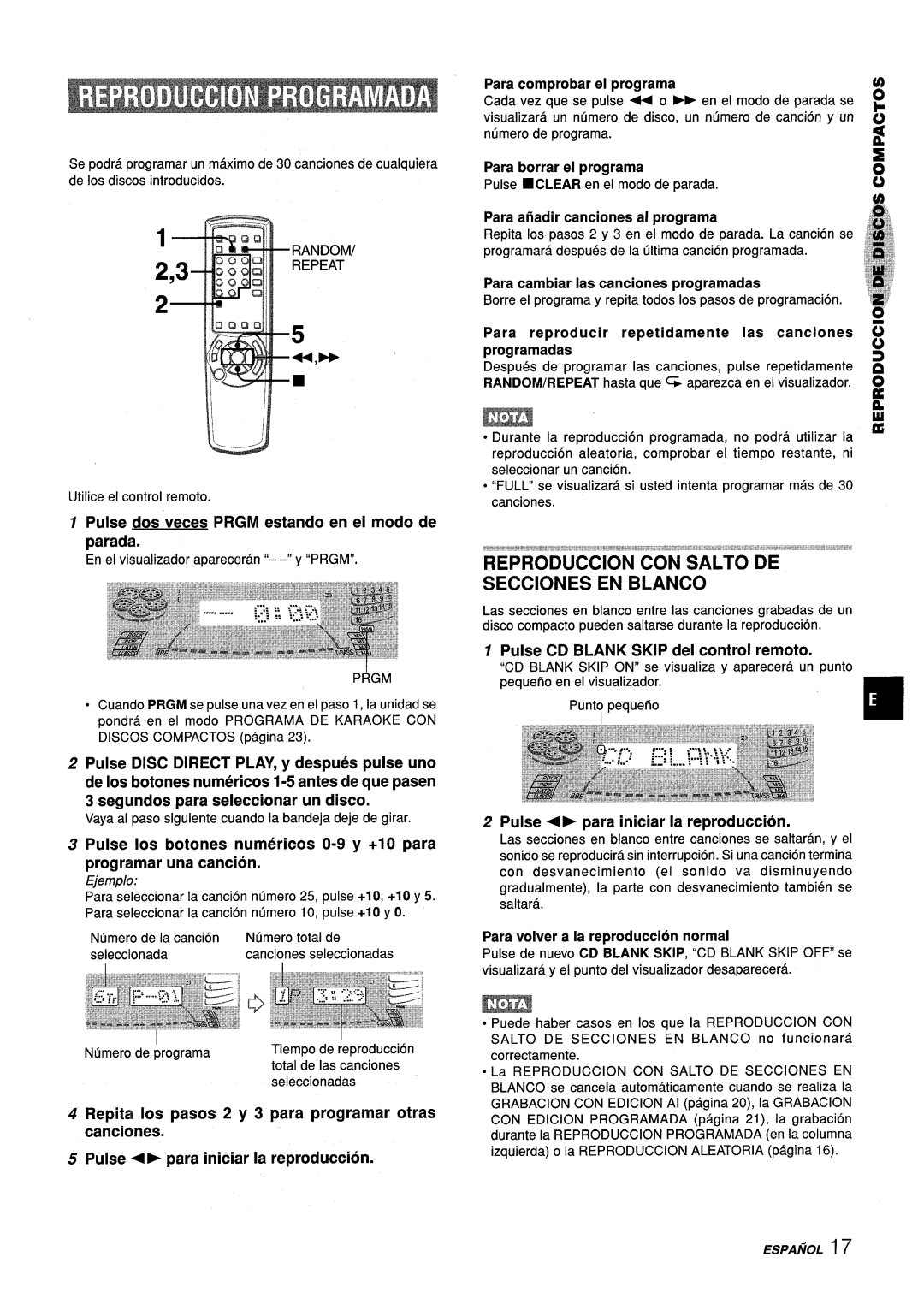 Aiwa Z-L70 manual Reproduction CON Salto DE Secciones EN Blanco 