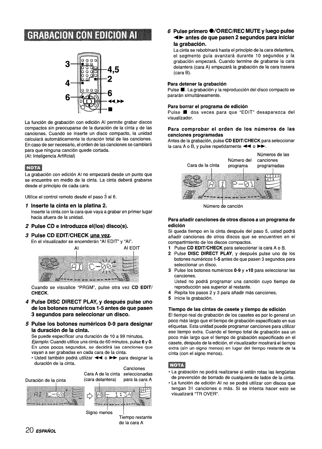 Aiwa Z-L70 manual Para detener la grabacion, Inserte la cinta en la platina, Edition 