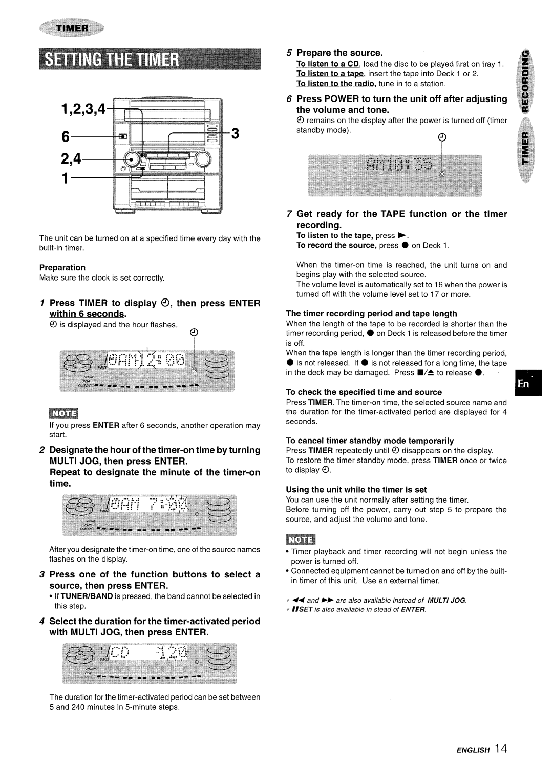 Aiwa Z-R555 manual Press Timer to display ~, then press Enter within 6 seconds, Prepare the source 